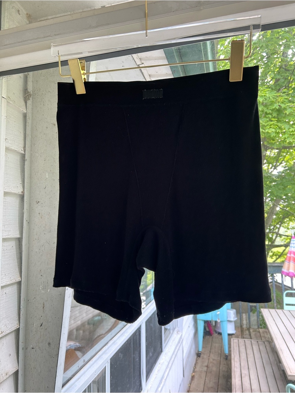 SKIMS Black Ribbed Seamless Boxer Shorts